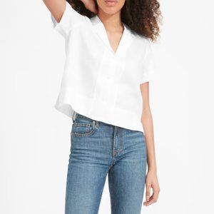 Everlane Linen Short-Sleeve Notch Shirt - White - Size 00 (Like New!)